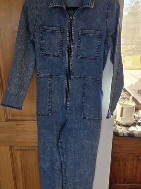 wild fable Denim Zip-Front Jumpsuit - Blue